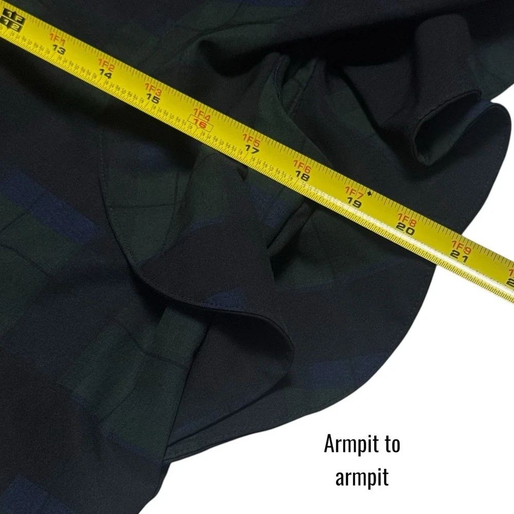 Albion Blue Green Plaid Jumpsuit Flutter Sleeve Jogger Style Preppy Comfort XL